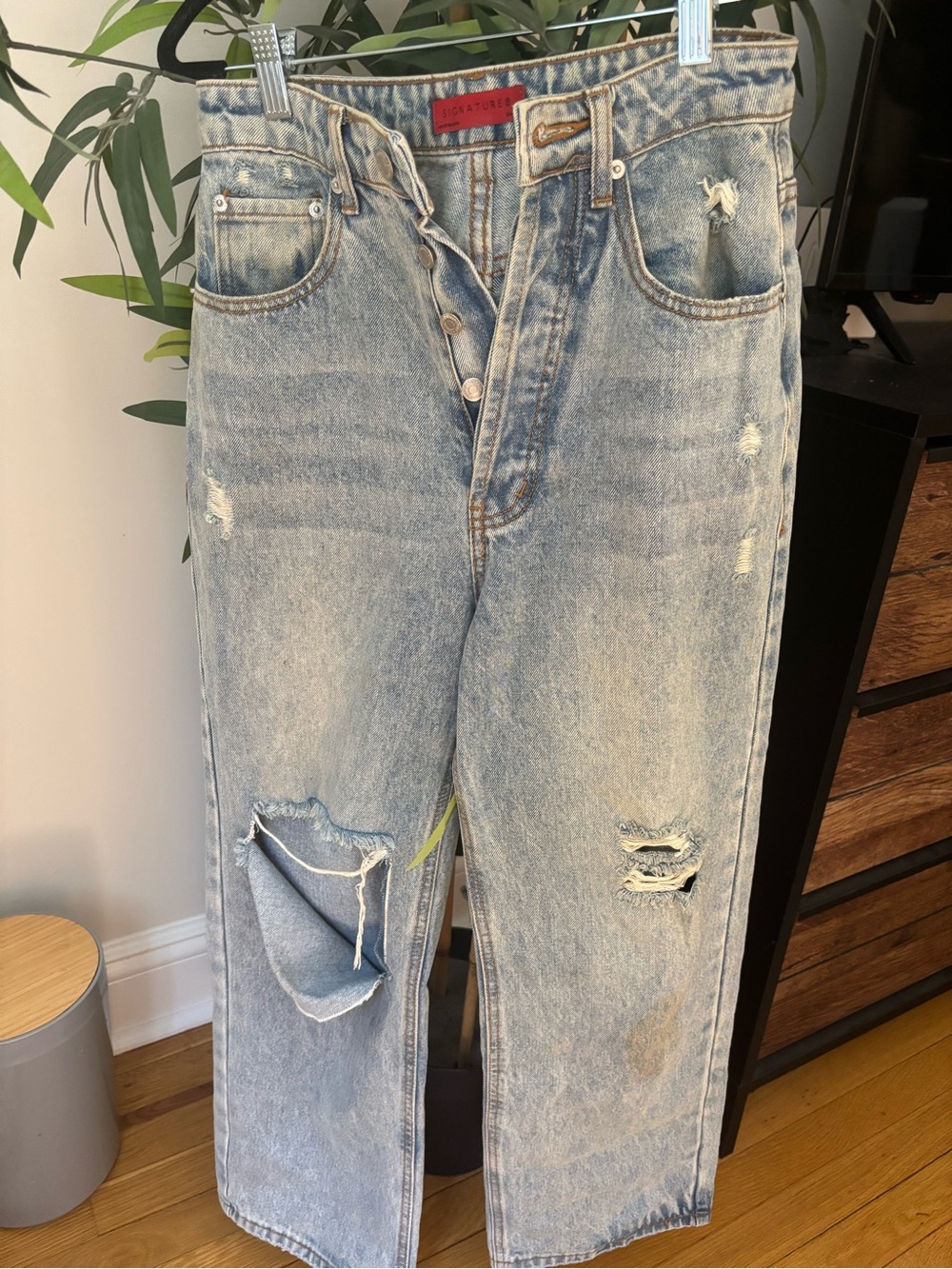 Signature8 Light Blue Distressed Relaxed Jeans